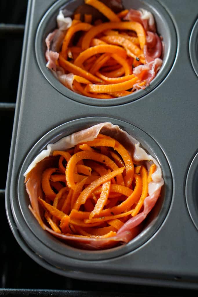 Try this Prosciutto Sweet Potato Breakfast Nests recipe for a quick on-the-go breakfast that leaves you feeling full and energized all morning long!