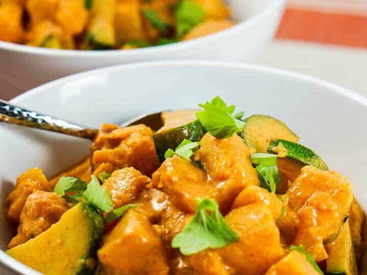 Pumpkin Coconut Curry Recipe - Healthy clean eating curry recipe using real whole food. Great served by itself or over rice or zoodles.