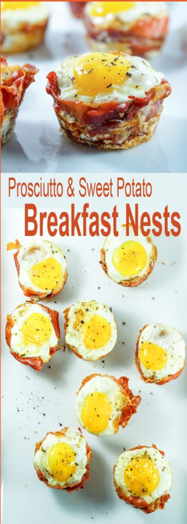 Try this Prosciutto Sweet Potato Breakfast Nests recipe for an easy and healthy on-the-go breakfast that you can prep ahead of time for busy mornings.