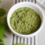 Quick 5 minute Mint Chutney recipe using only 5 ingredients. Healthy, gluten free, dairy free, and a great way to use leftover herbs.