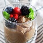 Chocolate Avocado Mouse with Mixed Berries - A simple 5 ingredient, plant-based and paleo dessert made of avocados, coconut, and berries. GF, DF, RSF