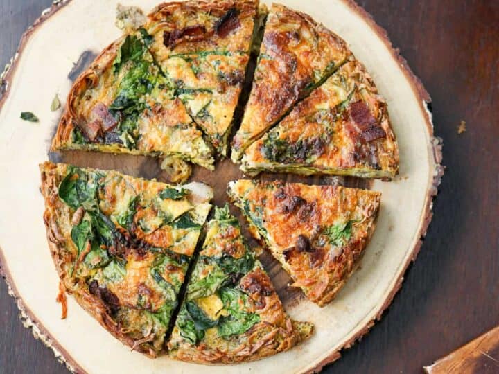 Mother's Day Brunch Menu: A perfect make ahead dish for any event: gluten free, dairy free, paleo, grain free bacon spinach quiche recipe is the answer to a healthy and easy brunch