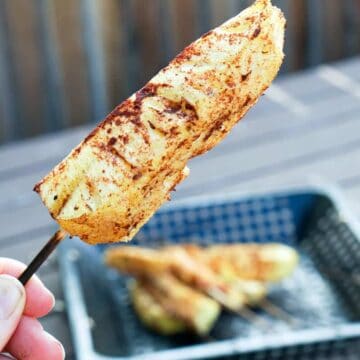 A healthy paleo BBQ option, this grilled pineapple skewers with cinnamon recipe has two ingredients: pineapple and cinnamon. Bring simple back to the backyard BBQ.