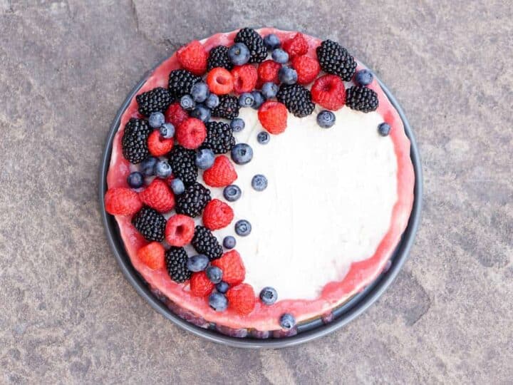 A slightly nutty and naturally fruit flavored Rhubarb Cashew Ice Cream Cake Recipe that's dairy free, gluten free, soy free, egg free and vegan.