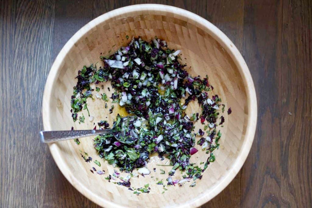 Fresh garden herbs and juicy watermelon make this savory watermelon basil salad recipe a perfect side dish for hot summer days. Dairy, Grain, Gluten Free + Vegan