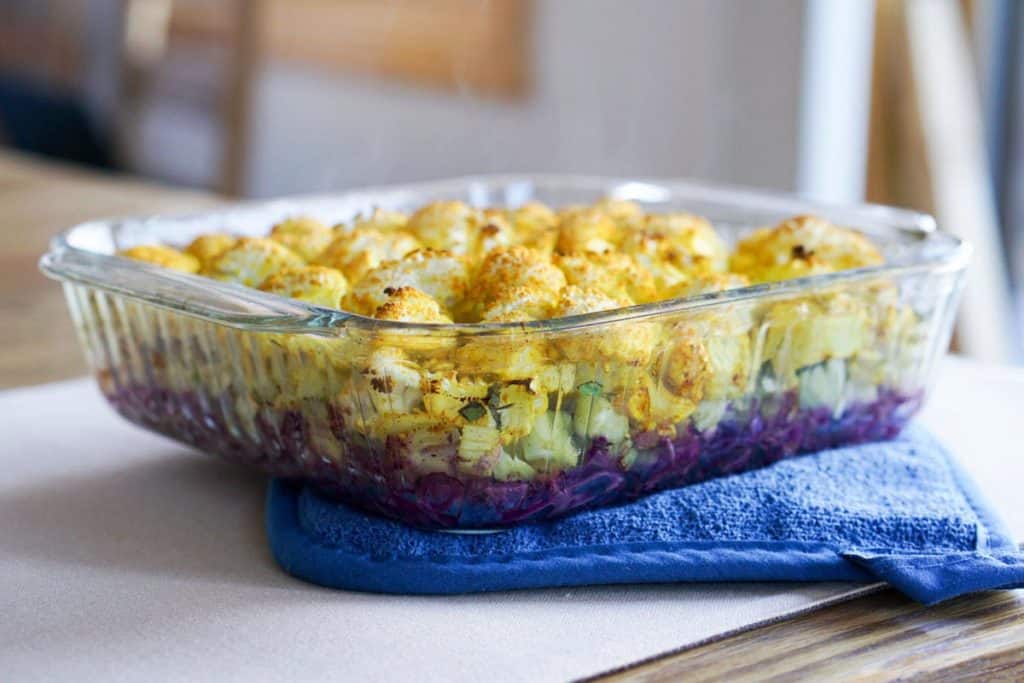 This easy and hearty AIP friendly Turmeric Cauliflower Bake Recipe is the perfect new staple for your paleo, grain free, and gluten free lifestyle.