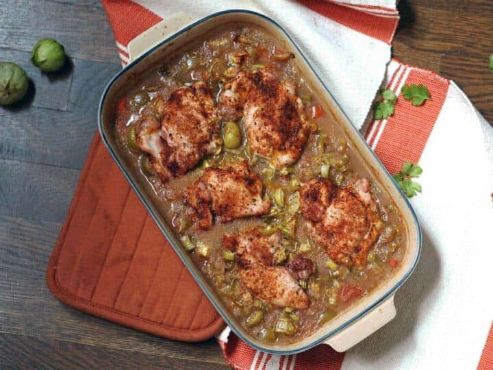 A foolproof recipe for weeknight dinners or to bring for a meal train, this amaranth and tomatillo chicken bake is loaded with protein, vitamins, and flavor.