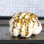 Harissa oil drizzled on cauliflower
