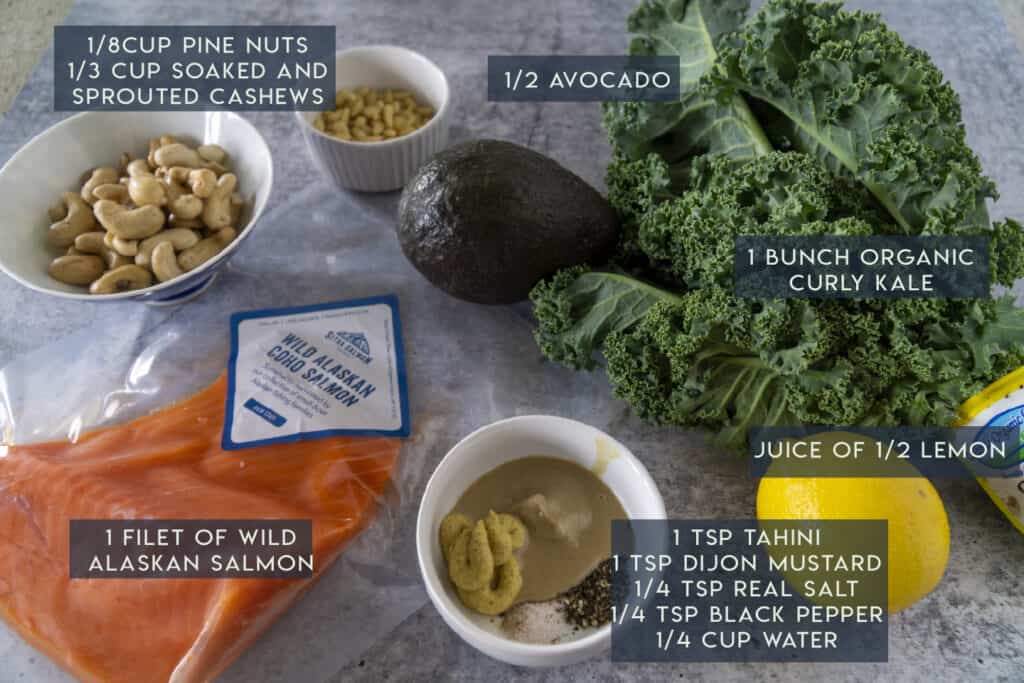 Salmon Kale Caesar Ingredients