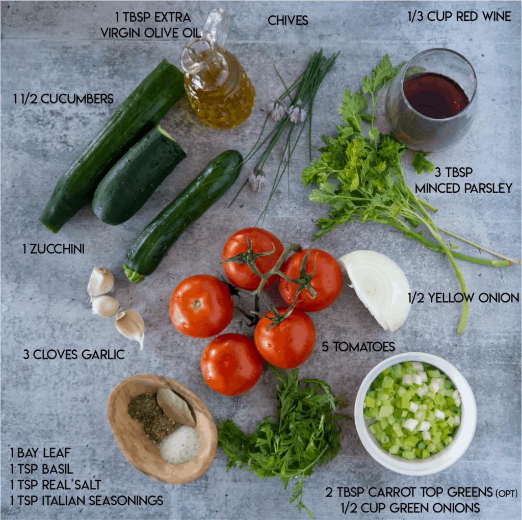 Cucumber Ratatouille Ingredients
