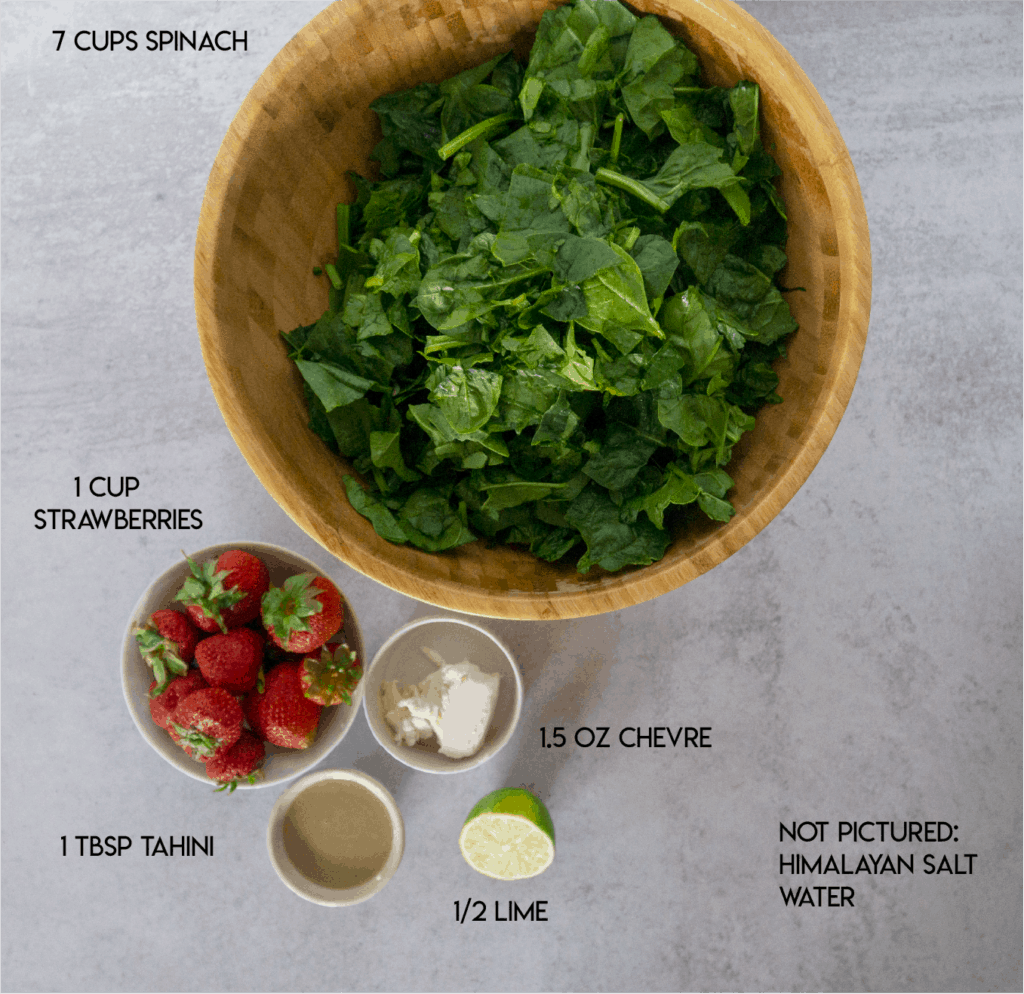 Strawberry Spinach Salad Spinach strawberries chevre tahini lime Ingredients