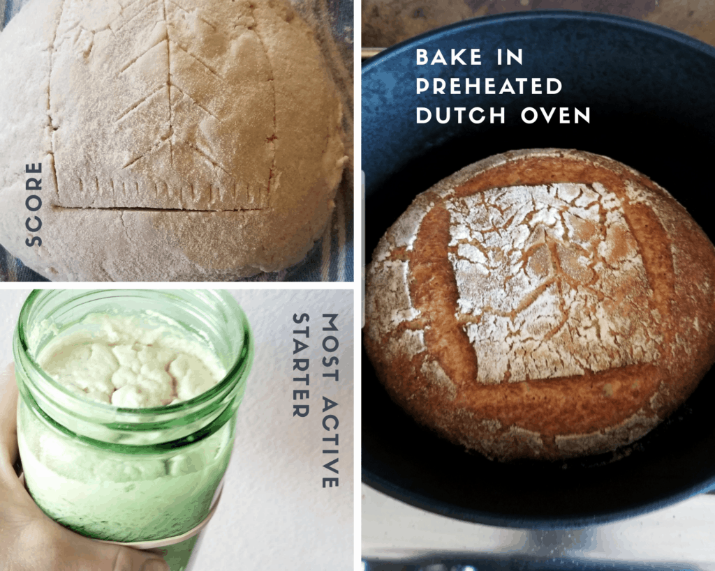 Active Starter, Score, Bake in Dutch Oven