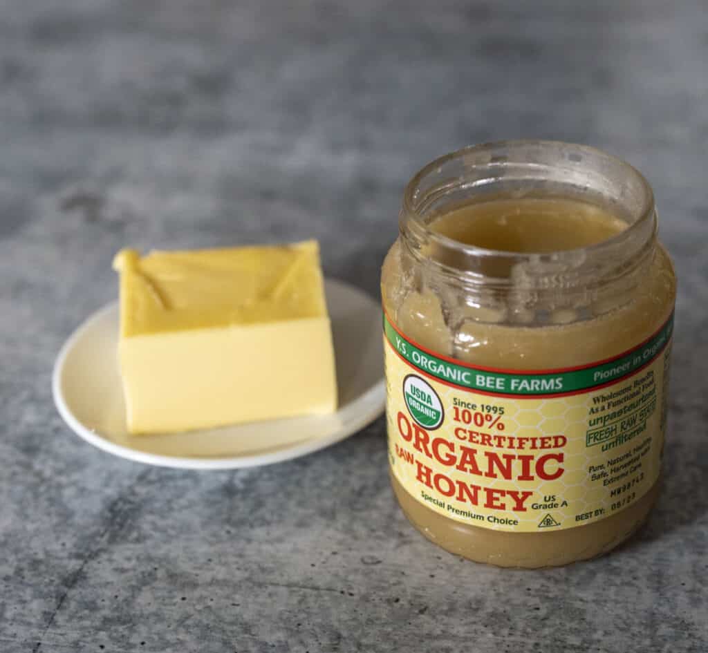 Raw organic honey and butter