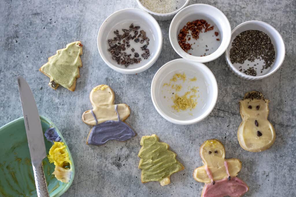 Naturally colored nad decorated cut out cookies
